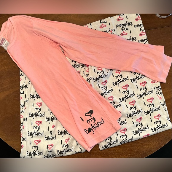 I ❤️ My Boyfriend” Pajama Set – Size XL – Pink Long Sleeve & Matching Pants - Picture 2 of 14